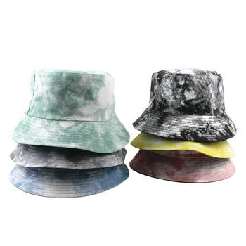 Yeni Moda Kova Şapka Kravat Boya Baskı Yaz Kadın Kap Açık Streetwear güneş şapkası Büyük Ağız Katlanabilir Plaj Balıkçı Şapka