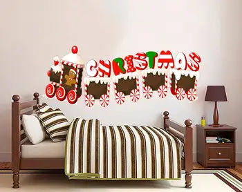 Merry Christmas Tren Çıkarılabilir PVC Duvar Sticker Çıkartmaları, merry christmas tren kar tanesi duvar çıkartmaları çocuk odaları pencere ev aralık