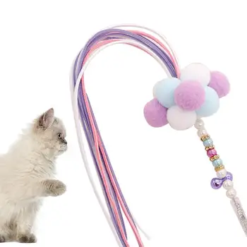 Kedi Teaser Değnek Püskül Yavru Teaser Sopa Boncuklu Yavru Değnek Çan Peluş Kedi Oyuncak Pet Tırmalama Oyuncak Kedi İnteraktif Oyuncak