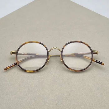 Japon El yapımı Yüksek Kaliteli Saf Titanyum Gözlük Çerçevesi Klasik Oval Vintage Retro Marka Reçete