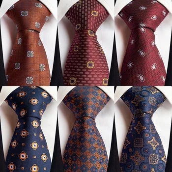 VEEKTIE Marka Eski Moda Resmi Iş Kravatlar Erkekler Için Baskı Puanl Kontrol Düz Renk Paisley Kırmızı Siyah 8 cm Cravate