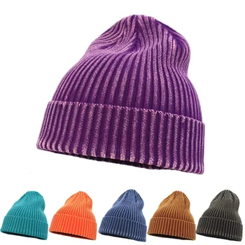 Yeni yıkanmış örgü şapkalar erkekler ve kadınlar için Vintage trend sıcak soğuk şapka Hip hop moda sokak yün şapka