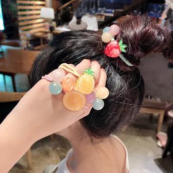 Sevimli plastik Meyve şekli Naylon Elastik Saç Bantları Aksesuarları At Kuyruğu Tutucu Kadın Kızlar kravat Saç Halat Halka Headdress şapkalar