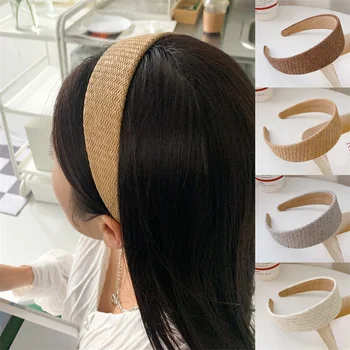 Basit Geniş Dokuma Kafa Bandı Örgülü Hairband Kadınlar Zarif Katı Saç Bantları Saç Çember Çerçeve Kore Headdress saç aksesuarları
