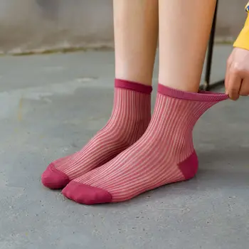 İlkbahar / yaz İnce İpek Çorap Japon Şeker Düz Renk Orta Tüp kadın Çorap Pamuk Nefes Çorap