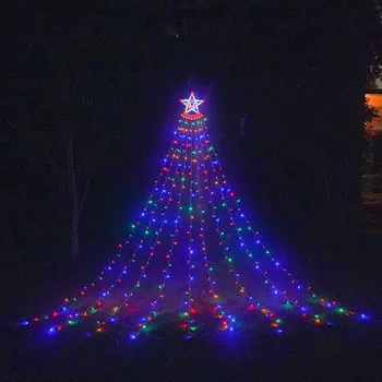 LED Pentagram şelale ışık noel ağacı ışıkları akan su ışıkları meteor ışıkları Uygulanabilir: açık avlu Christma