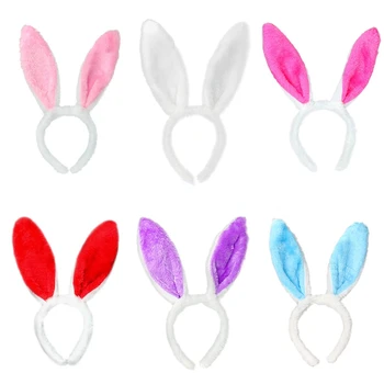 24 adet Kadın Kızlar Kabarık Tavşan Kulak Bandı Peluş Tavşan Kulaklar Bantlar Hediyeler Cadılar Bayramı Kostüm Paskalya Parti Malzemeleri