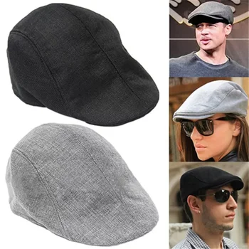 Basit Newsboy Şapka Düz Renk Bere Şapka Rahat Sokak Kapaklar Unisex Kenevir Vahşi Sekizgen Ağız Kap Erkekler için Kış Bahar Şapka