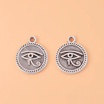 Horus Mısır Pagan Wiccan Sembolün 50pcs Tibet Gümüş Göz Kolye 2 Kolye Takı Yapma Aksesuarlar için Taraflı Takılar 