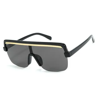 Vintage Yarı Çerçevesiz Güneş Gözlüğü Kadın Tek Parça güneş gözlüğü Boy UV400 Gafas Yaz Açık Oculos Shades S8077DF