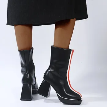 2021new Ekleme binici çizmeleri Moda Buzağı Orta tüp Çizmeler Platformu Takozlar Etnik Tarzı kısa çizmeler Rahat Kış Kadın Ayakkabı
