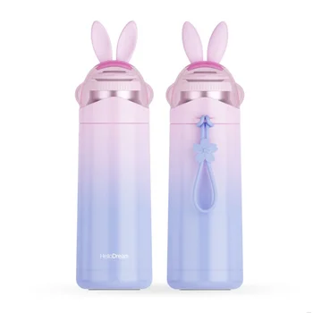 kawaii su şişesi Renkli tavşan termos moda degrade renk taşınabilir kullanışlı fincan hediye fincan çevre dostu su şişeleri