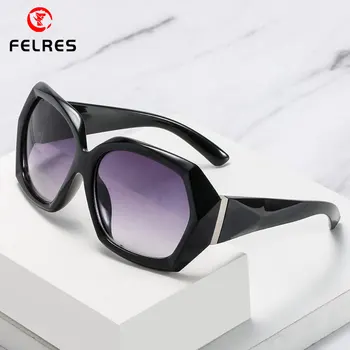 FELRES Kadınlar Boy Sunglasse Vintage Büyük Çerçeve Gözlük Tasarım UV400 Moda Retro Bireysellik Gözlük F1227
