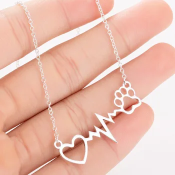 WANGAİYAO2021 yeni moda paslanmaz çelik geometrik basit aşk kalp şeklinde elektrokardiyogram yıldırım ayı pençe klavikula zinciri