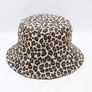 Leopar Baskı Kova Şapka Balıkçı Şapka Açık Seyahat Şapka güneşlikli kep Şapka Erkekler ve Kadınlar için 280