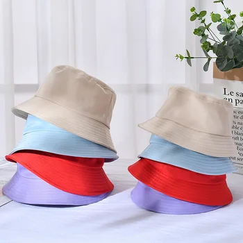 Unisex Yaz Katlanabilir Kova Şapka Düz Renk Açık Güneş Koruyucu pamuklu kasket Balıkçılık Avcılık Güneş Önlemek Şapka kadın şapka
