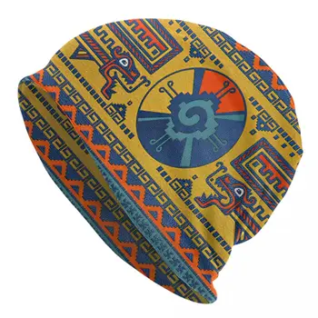 Hunab Ku Maya Sembolü Deri Doku Yetişkin erkek kadın Örgü Şapka sıcak Tutmak kış örme şapka