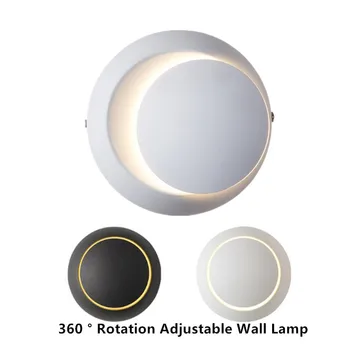 10 W yuvarlak led duvar lambası oturma odası dekorasyon duvar ışık ev aydınlatma 360 derece rotasyon ayarlanabilir lamba alüminyum AC220V