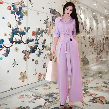 Kadınlar 2021 Yaz Yeni Moda İki parçalı Setleri Kadın Düz Renk Kazak Üstleri Bayanlar Yüksek Bel Gevşek Geniş bacak Pantolon Takım Elbise M11