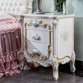 Klasik masif ahşap mobilya Avrupa tarzı el oyması başucu masa Fransız lüks başucu masa çekmeceli