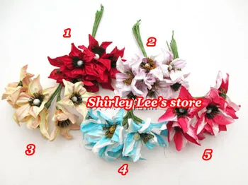 YENİ VARIŞ !!! 150 demet=900 adet (2.5 cm) Dut Kağıt Çiçekler scrapbooking için, Mix 5 Renkler