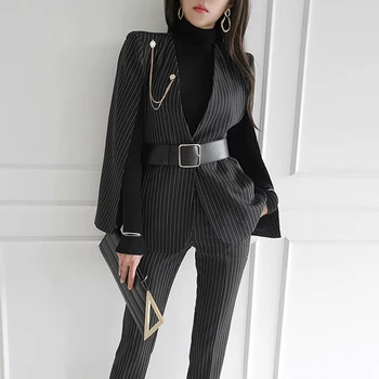 yeni varış kişilik yüksek kaliteli pantolon takım elbise asimetrik blazer ve uzun pantolon ofis bayan zarif vintage seksi kadın setleri