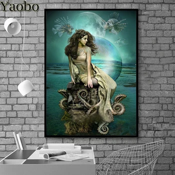 rhinestones ile diy resim sergisi elmas nakış Ahtapot Fantezi sanat Mermaid elmas Boyama çapraz dikiş mozaik dekor ev