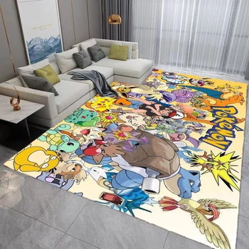 Yeni Pokemon Anime Figürü Pikachu Halı Kristal Kazık Kaymaz Bakımı Kolay Oturma Odası Kanepe Kilim Ev Süsleme Ev ayak paspası