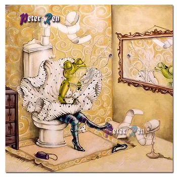 DİY Elmas Boyama karikatür hayvanlar Kurbağa tuvalet Çapraz Dikiş tam Kare Yuvarlak Nakış resim Taklidi sanat dekorasyon