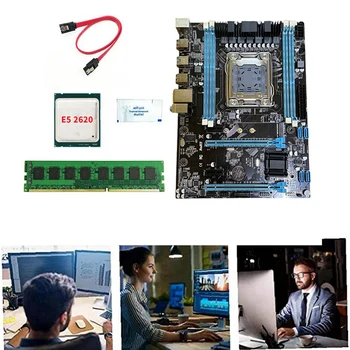 X79-288 PC Oyun Anakart + E5 2620 CPU + 4G DDR3 RAM + SATA Kablosu + Termal Gres LGA2011 4XDDR3 RAM Yuvası M. 2 NVME SATA3. 0