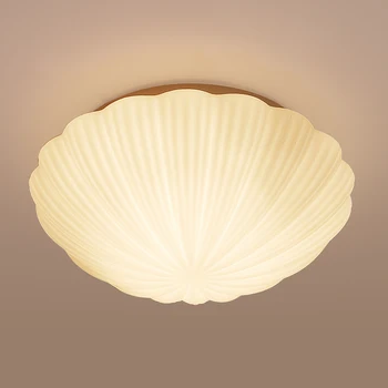 Ev Deco Kabuk Şekli E27 LED Ampul tavan lambası fikstürü Modern Kısa Romantik Çocuk Yatak Odası Beyaz Cam Kabuklu Tavan Lambası