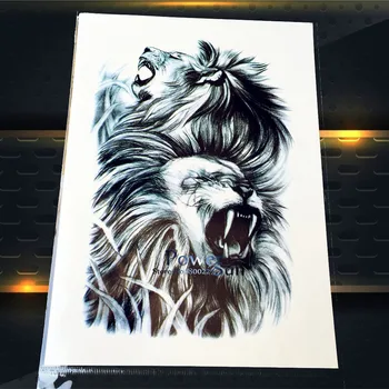 1 ADET 3D Aslan Kral Sahte Su Geçirmez Dövme Çıkartmalar, Lions Canavar Erkekler Vücut Sanatı Kol Kol Tatooo, serin Canavar Desen Flaş Dövme