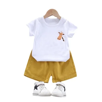 Yaz Çocuk Moda T Shirt Şort Toddler Karikatür Giysileri Yeni Çocuk Rahat Giyim Bebek Erkek Kız Baskı Pamuk Eşofman