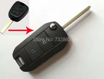 Modifiye Anahtar Kutu Olmadan Oluk Bıçak VA2 Peugeot 307 İçin 2 Düğmeler Modifiye Katlanır Kapak Uzaktan Anahtar Kabuk