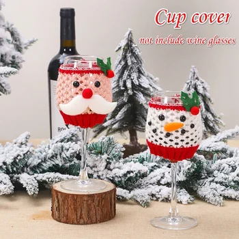 Noel Yün cam şarap seti şarap şişesi seti Noel Baba Kardan Adam Noel Masa Süslemeleri