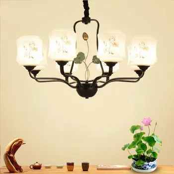 Yeni Çin cam abajur avize oturma odası aydınlatma büyük avize restoran yatak odası yaratıcı kişilik lamba