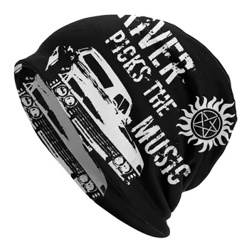 Sürücü Alır Müzik Kapatır Onun Kek Delik Skullies Beanies Supernatural Şapka Hip Hop Kapaklar Sıcak Çift kullanımlı Kaput Örgü Şapka