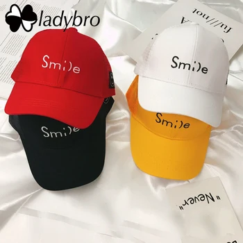 Ladybro Sevimli Erkek beyzbol şapkası Kız Mektup Snapback Kap Gülümseme Pamuk file şapka Çocuklar Yaz güneş şapkası Çocuk Kemik Gorras 2-8 Yıl
