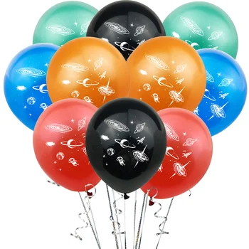 10 adet 12 inç lateks balon roket astronot uzay baskı balon uzay tema doğum günü partisi dekorasyon balonu toptan