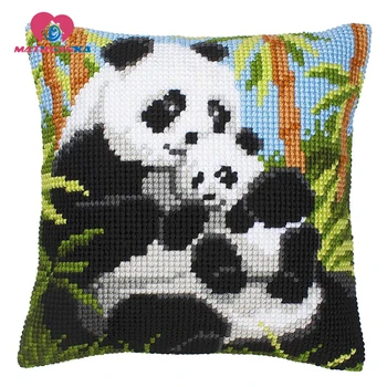 Foamiran el sanatları için yastık çapraz dikiş Panda mandalı kanca kitleri oya nakış yastık el sanatları kendiniz yapın ev dekor