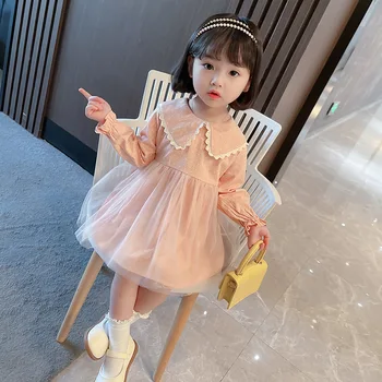 Kız Elbise Çocuk Bebek Giysileri 2021 Kırmızı Bahar Sonbahar Dış Giyim Parti Prenses Üniforma Elbiseler Pamuk Çocuk Giyim Vestido Robe