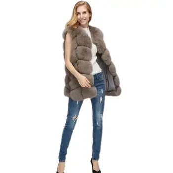 Kış gerçek tilki kürk yelek kadın kolsuz kış ceket yelek doğal tilki kürk ceket sıcak yelek kalınlaşmış sıcak streetwear