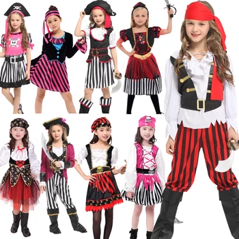 Cadılar bayramı Korsan Cosplay Çocuk Kostümleri Kızlar için Çocuk Korsan Giyim Şapkalar Noel Karnaval Parti Hiçbir Silah