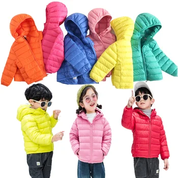 Sonbahar Kış Kapşonlu Çocuk Aşağı Ceketler Kızlar İçin Şeker Renk Sıcak Çocuklar Aşağı Palto Kabanlar Giyim Boys İçin 2-9 yıl