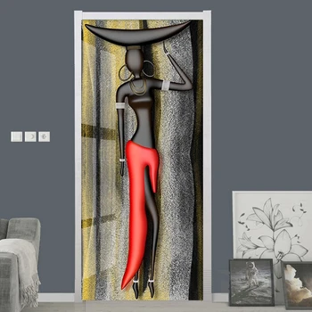 Kendinden Yapışkanlı Kapı Sticker 3D Kavisli Kabartma Güzellik Duvar Kağıdı Modern Oturma Odası Yatak Odası Soyut Sanat Kapı Posteri Papel De Parede
