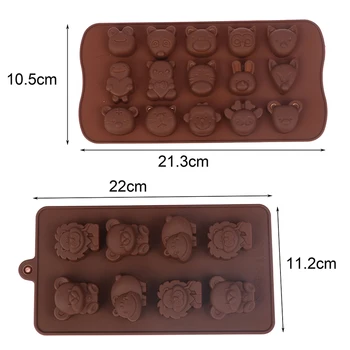 1 Adet 15 delikli silikon çikolata kalıp karikatür hayvan aslan parti pişirme aracı