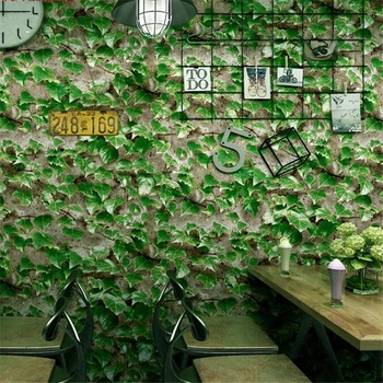 beibehang duvar kağıdı Restoran restoran aperatif dekorasyon küçük restoran duvar kağıdı retro sarmaşık yeşil yaprak arka plan duvar kağıdı