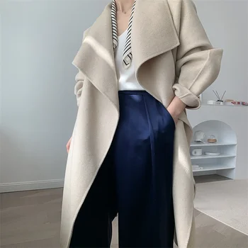 Büyük Yaka aura Wang Hepburn çift taraflı kaşmir ceket yün ceket kadın 20 yeni 013475