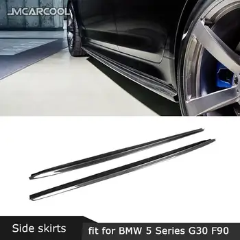 BMW 5 Serisi için F90 M5 G30 M Spor 2018 2019 Yan Etekler Önlükleri Karbon Fiber Kapı Alt Şeritler Araba Styling