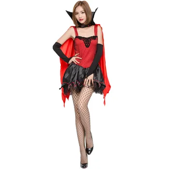 Kadınlar Seksi Gotik Vampir Kostüm Yetişkin Bayanlar Cadılar Bayramı Klasik Vampir Rol Oynamak fantezi parti elbisesi Up Üniforma Kıyafet Pelerin